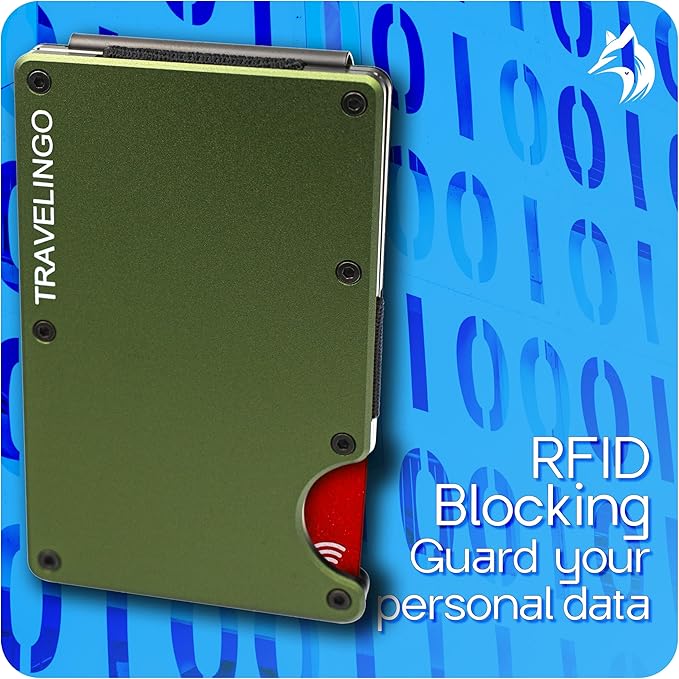 TRAVELINGO Slim RFID Blocking Wallet For Men - Light Weight, Durable & Compact- Minimalist Wallet With Money Clip (Green)