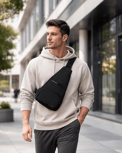 Reebok Unisex Crossbody Sling Bags – Compact Convertible Strap Cross Body Bag Travel Sling Bag - Gym & Travel Essential, Maeve Black