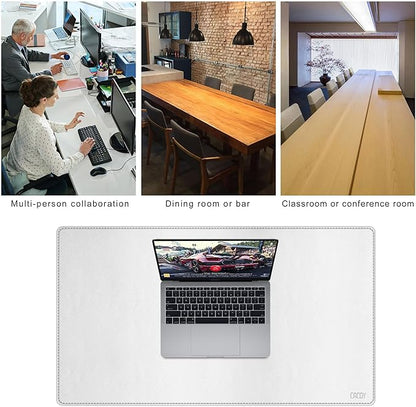 Cacoy 36" x 20" Leather Desk Mat, XXL Large Gaming Keyboard Mouse Pad, Computer Desk Pad Protector, Waterproof Desk Mats on Top of Desks, Office Desk Blotters (White)