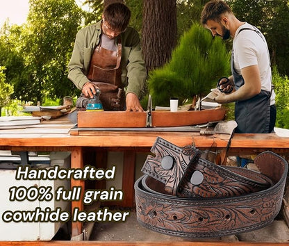 F&L CLASSIC Western Belt without buckle for men – Full Grain Leather Cowboy Belts for jeans - One Piece Leather strap belt