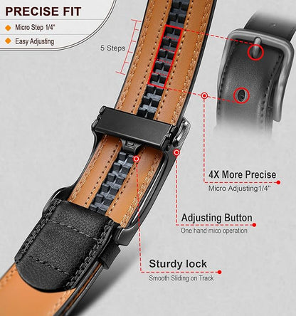 BULLIANT Men's Ratchet Belt Nontrimmable-Click Belt Adjustable for Men Gift Lightweight 1 3/8"