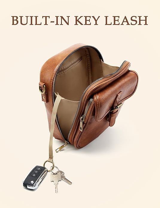 Crossbody Bag for Women Men, Vegan Leather Anti-Theft Messenger Shoulder Bag, Vintage Cross Body Purse with Card Slots