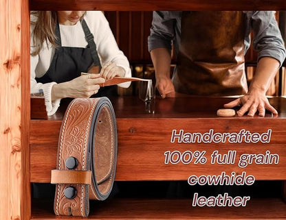 F&L CLASSIC Western Belt without buckle for men – Full Grain Leather Cowboy Belts for jeans - One Piece Leather strap belt