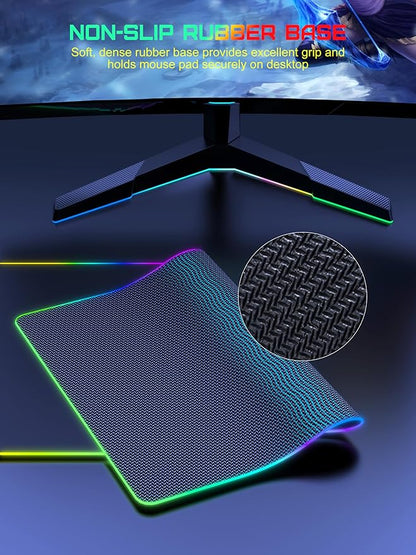TopMade Wireless Charging RGB Mouse Pad, Waterproof Gaming Desk Pad with 4 Light Modes & 11 RGB Colors, Ultra-Smooth Surface, Non-Slip Base, 31.5"x15.75" XXL Large Desk Mat for MacBook, PC, Laptop