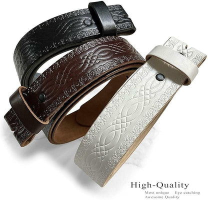 Genuine Full Grain Western Engraved Tooled Leather Strap or Belt 1-1/2" Wide