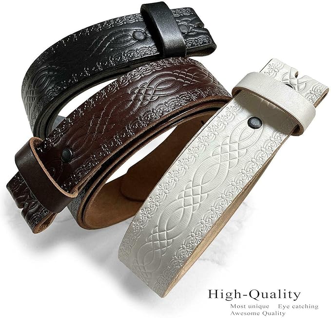 Genuine Full Grain Western Engraved Tooled Leather Strap or Belt 1-1/2" Wide