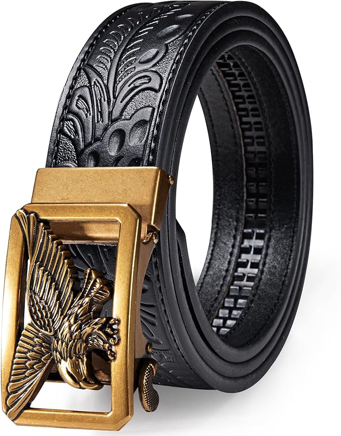 Dubulle Men's Ratchet Belt Gold/Black/Red/Green/Blue/White Automatic Buckle Business Casual Belt Gift - Adjustable Fit