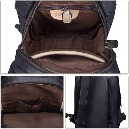 Genuine Leather Sling Bag for Men and Women Vintage Real Leather Sling Backpack Shoulder Crossbody Bags Chest Purse
