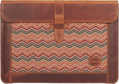 Londo Top Grain Leather Sleeve, Bohemian Bag for MacBook Pro and Air, 16 Inch, 15 Inch, 14 Inch, 13 Inch & 13.3 Inch, iPad Pro 12.9-inch Case
