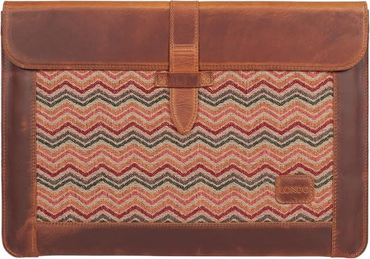 Londo Top Grain Leather Sleeve, Bohemian Bag for MacBook Pro and Air, 16 Inch, 15 Inch, 14 Inch, 13 Inch & 13.3 Inch, iPad Pro 12.9-inch Case