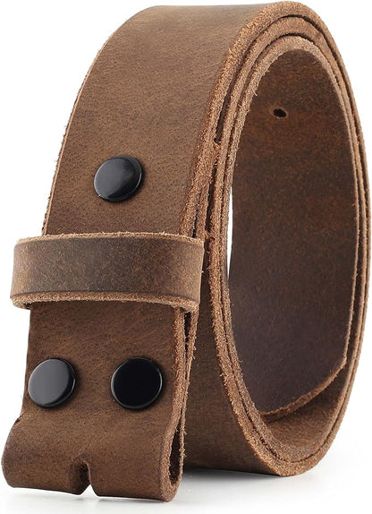 F&L CLASSIC Belt for buckle men Snap on Strap Full Grain One Piece Leather no buckle,1 1/2" Wide, USA