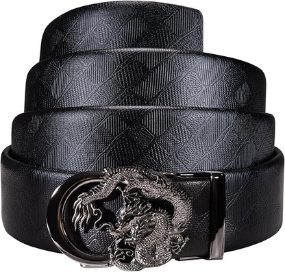 Dubulle Designer Ratchet Belt for Men Leather Fashion Adjustable Automatic Buckle Sliding Removable Dress Casual