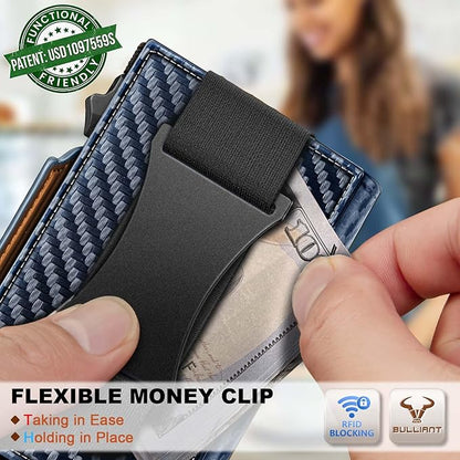 BULLIANT Men Wallet Gift Boxed,Slim Front Pocket Wallet Money Clip Card Holder 3.8"x2.7",Pop-up Access