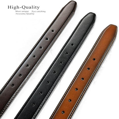 Men's Oil-Tanned Genuine Leather Dress Classic Belt 1-1/8"(30mm) or 1-3/8"(35mm) Wide One Piece Dress Belt