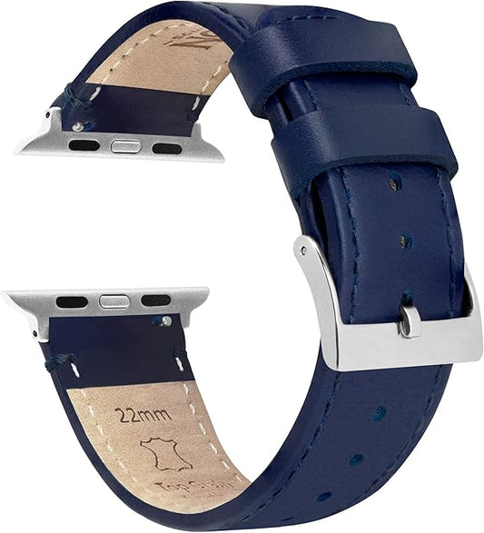 BARTON WATCH BANDS - Top Grain Leather Watch Bands Compatible with Apple Watch Models - 1, 2, 3, 4, 5, 6, 7, 8, 9, 10, SE, Ultra & Ultra 2