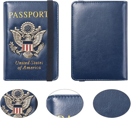 Premium Passport Holder for Travel, RFID Blocking Passport Cover Slim, Durable & Travel-Friendly, Passport Wallet Keep Your Documents Safe & Organized (Navy Blue)