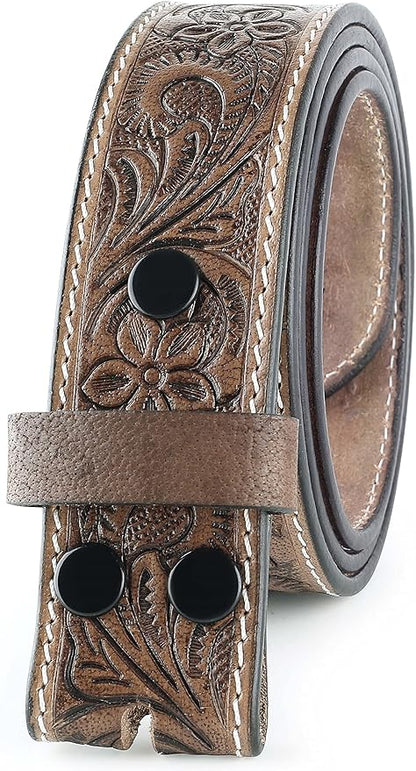 F&L CLASSIC Western Belt without buckle for men – Full Grain Leather Cowboy Belts for jeans - One Piece Leather strap belt