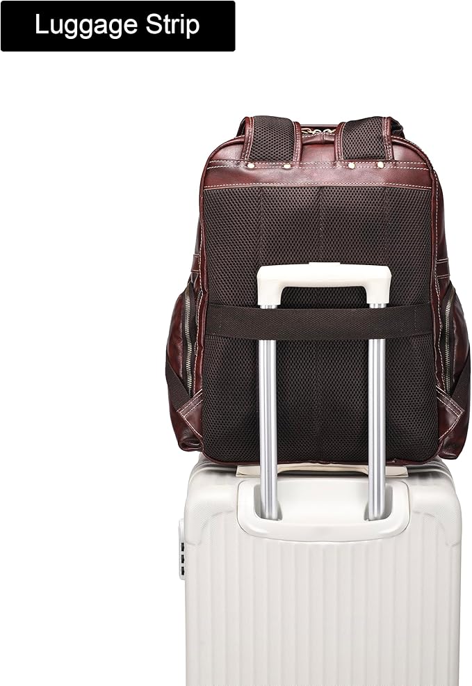 LANNSYNE Vintage Full Grain Leather Backpack For Men, 17.3'' Laptop Bag Causal Rucksack Shoulder Bag Overnight For Business/Hiking/Travel