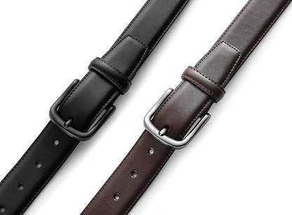 MILORDE Men's Leather Dress Belt 2Pack, Handmade, Genuine Leather, Fashion & Classic Designs for Work Business and Casual