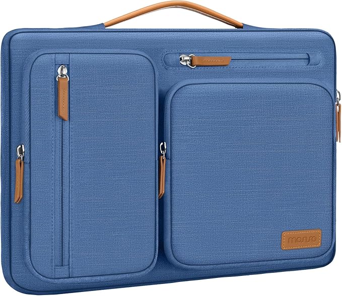 MOSISO 360 Protective Laptop Case 16 inch, 15-15.6 inch Laptop Sleeve Compatible with MacBook Pro 16, HP Acer Dell Lenovo ASUS, Side Open Carrying Case with 4 Zipper Pockets&Handle, Cadet Blue