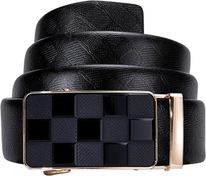 Barry.Wang Mens Belts Leather Ratchet Automatic Buckle Slide Click 1 3/8" Designer Dress Fashion Classic Casual Work Business