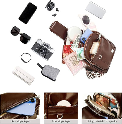 Sling Bag Set, PU Leather Sling Bag, Multi-Zipper Design for Travel, Outdoors, Valentine’s Day Gifts