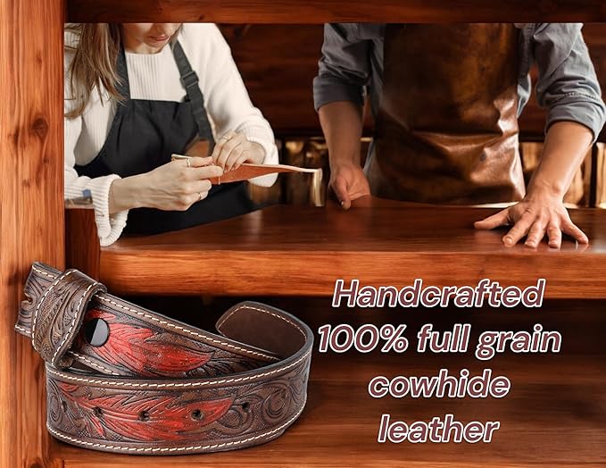 F&L CLASSIC Western Belt without buckle for men – Full Grain Leather Cowboy Belts for jeans - One Piece Leather strap belt