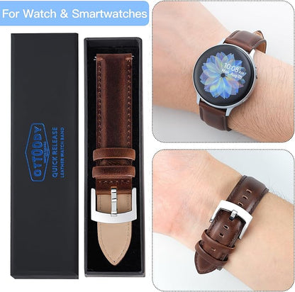 OTTOODY Leather Watch Bands Quick Release, Elegant Top Grain Leather Watch Straps for Men & Women, Choice of Color & Width - 18mm, 19mm, 20mm, 21mm or 22mm Wristbands Bracelet for Watch & Smartwatch