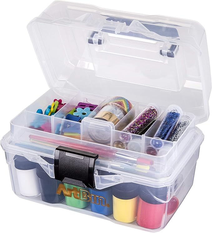 ArtBin 6890AG Small Project Box, Portable Art & Craft Organizer with Lift-Out Tray, [1] Plastic Storage Case, Clear (Pack of 6)