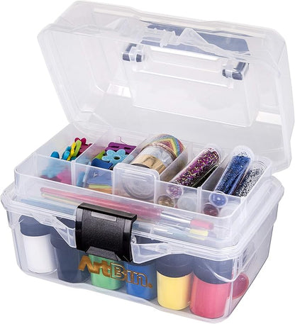 ArtBin 6890AG Small Project Box, Portable Art & Craft Organizer with Lift-Out Tray, [1] Plastic Storage Case, Clear (Pack of 6)