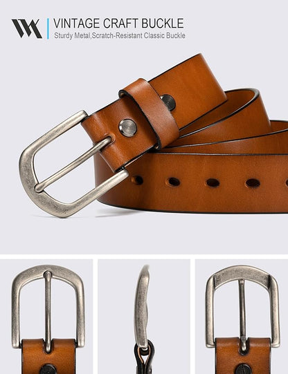 WOLFANT Men's 1.5" Top Full Grain Leather Belt in Gift Box,100% Italian Real Solid Leather