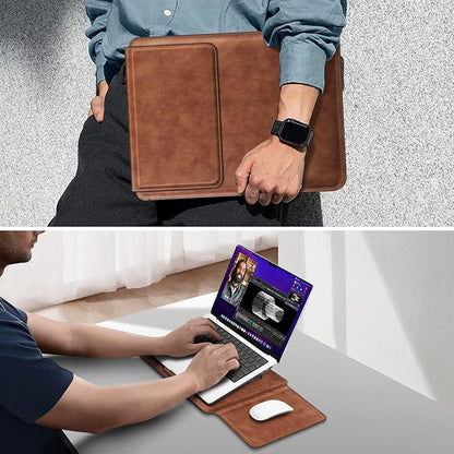Fintie Sleeve Case for MacBook Air 13.6 A3449 A3240 A3113 A2681, Pro 14 A3427 A3426 A3434 A3401 A3185 A3112 A2992 A2918 A2779 A2442, MacBook Pro/Air/Neo 13 - Slim Bag Cover with Stand, Brown