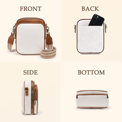 Small Messenger Bag Vegan Leather Crossbody Bag for Women Men, Vintage Cross Body Shoulder Purse with Card Slots