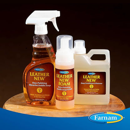 Farnam Leather New Easy-Polishing Glycerine Saddle Soap and Leather Saddle Cleaner, Protects and Preserves Leather, Cleans, Conditions and Polishes, 16 Oz. (Pack of 2)