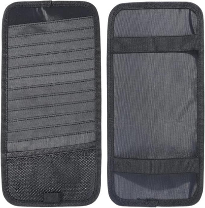 CREATCABIN Black Car CD Case Holder Vehicle Visor Storage Organizer with 12 DVD Storage Sleeves 1 Mesh Pocket 1 Pen Holder and Elastic Strap Multi-Function Sun Visor Organizer for Car 12.6x6Inch