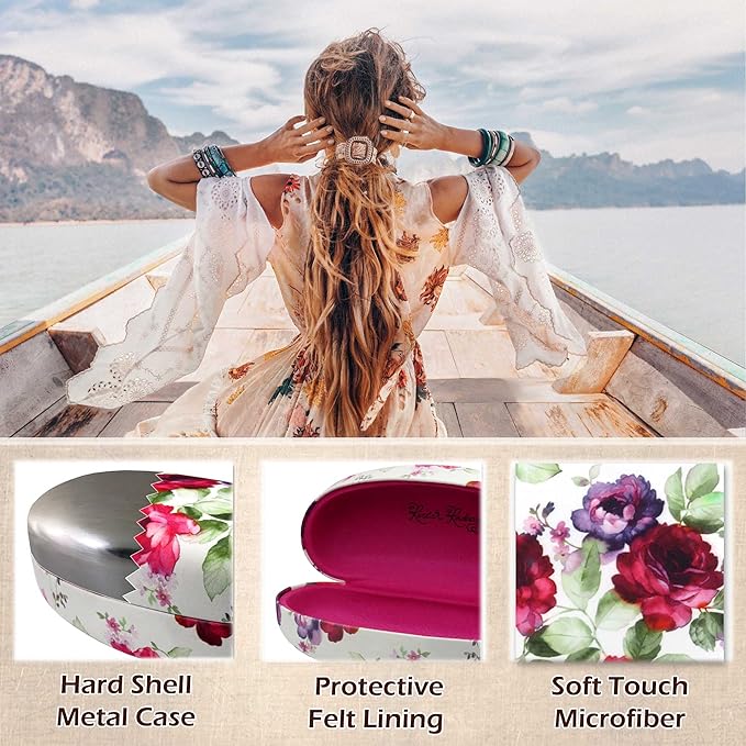 MyEyeglassCase® Large Hard Sunglasses Case | fits Large curved Sunglasses, with microfiber bag and cleaning cloth