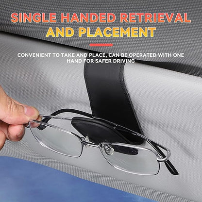 2PCS Sunglasses Holders for Car Sun Visor, Leather Eyeglasses Hanger Mounter, Magnetic Glasses Holder and Ticket Card Clip, Universal Auto Interior Accessories (Pink, 1PCS)
