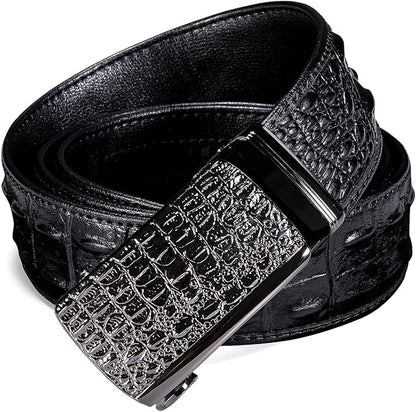 Dubulle Designer Mens Belts, Sliding Automatic Buckle Ratchet Dress Belt TOP Genuine Leather Strap Gifts