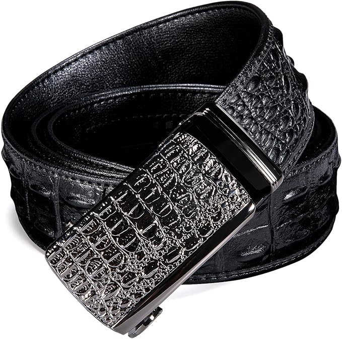 Dubulle Designer Mens Belts, Sliding Automatic Buckle Ratchet Dress Belt TOP Genuine Leather Strap Gifts