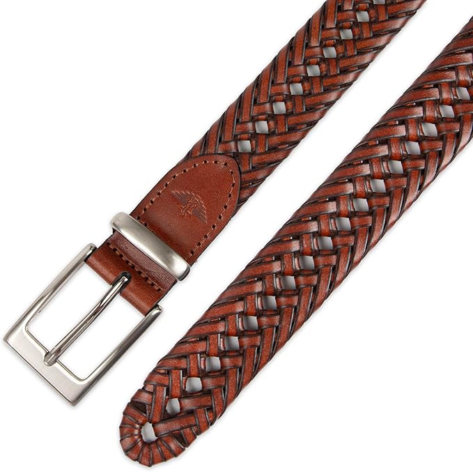 DOCKERS Men's Braided Leather Belt, Fully Adjustable Casual Strap for Everyday Wear