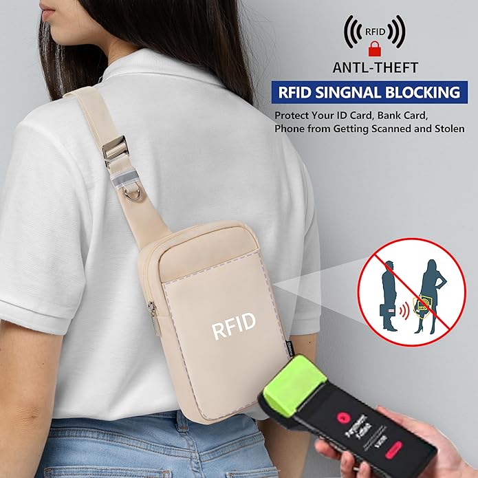 OSOCE Small Sling Bag for Men and Women with RFID Pocket, Anti Theft Crossbody Chest Bag Casual Travel Bag for Hiking