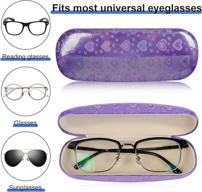 Joyberg Glasses Case, 2 Pack Eyeglass Case with Cleaning Cloth, Glasses Case Hard Shell Fits Most Glasses