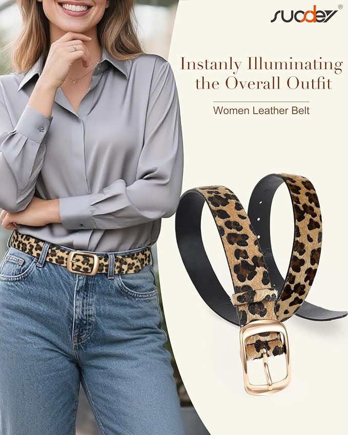 SUOSDEY Women Belts For Jeans Dresses Pants Ladies Leather Waist Belt with Elegant Buckle, Width 1.3"