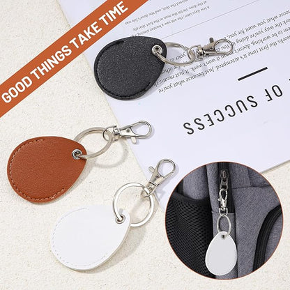 6pcs Key Fob Covers,PU Leather Key Fob, Leather Keys Holder with Keys Carabiner Clip, for RFID Keyfob Token Tag Door Entry Access Control, Black, White, Brown