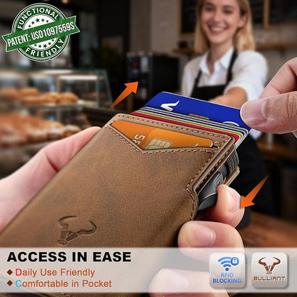 BULLIANT Men Wallet Gift Boxed,Slim Front Pocket Wallet Money Clip Card Holder 3.8"x2.7",Pop-up Access