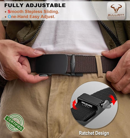 BULLIANT Men Belt-Reversible Ratchet Belt Stretchable for Gift Men Work Casual Golf 1 3/8"-Cut For Fit -2 In 1Belt