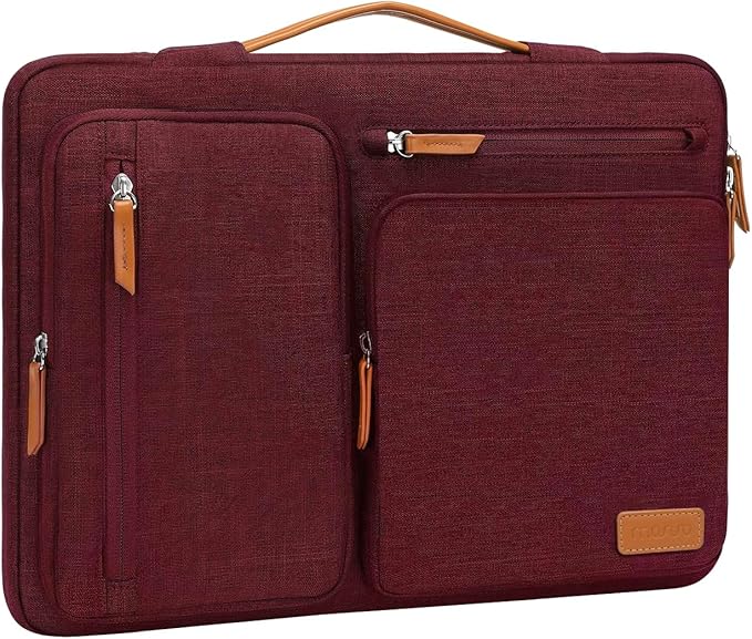 MOSISO 360 Protective Laptop Case 16 inch, 15-15.6 inch Laptop Sleeve Compatible with MacBook Pro 16, HP Acer Dell Lenovo ASUS, Side Open Carrying Case with 4 Zipper Pockets&Handle, Wine Red