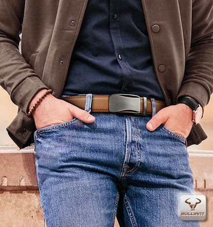 BULLIANT Men Belts 2 Pack,Ratchet Sliding Belt Adjustable For Gift Mens Dress Casual 1 3/8",Cut for Fit