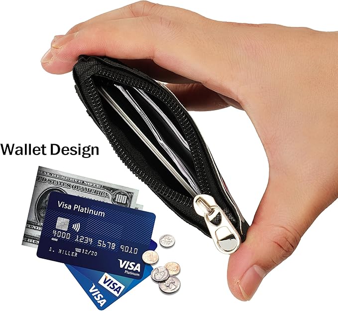 【2025 Latest】Cute ID Badge Holder Retractable Lanyard Reel Clip with Heavy Duty Carabiner,5Card Slots in 2 Sided with Key Ring and Zipper for Women Students Teens Girls Office Staff (Black White Bear)
