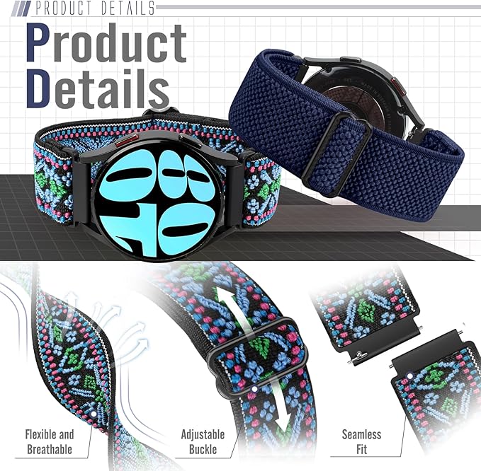 18mm Quick Release Elastic Nylon Band Compatible with Garmin Venu 4 41mm/3S 41mm/Venu 2S/Vivoactive 4S/Vivomove 3S/Active S/Forerunner 265S(42mm)/255S/Fossil Women's Gen 6 42mm/5E 42mm Women Men